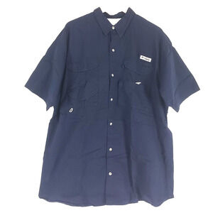 Columbia PFG Shirt Mens SIZE XL Blue Vented Short Sleeve Hunting Fishing Outdoor